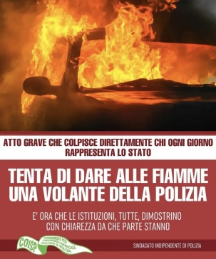 ROMA: PIANESE (COISP), ‘INCENDIO VOLANTE POLIZIA ATTO GRAVE CHE COLPISCE CHI RAPPRESENTA STATO’
